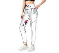 EdWal Leggings de cintura alta con estampado de mapa de la República de Corea con bolsillos para mujer, pantalones de yoga elásticos transpirables para correr, Negro, 4XL