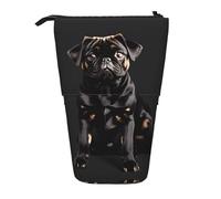 EdWal Lindo estuche telescópico con diseño de perro carlino negro, tamaño estándar, escala 2_00x, estuche para lápices, Black, Talla única, Organizador de bolsas