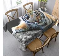 EdWal Manteles con estampado de cachorro de tigre, 139 x 89 cm, mantel sin arrugas, decoración rústica para cocina