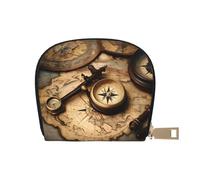 EdWal Portatarjetas unisex con diseño de brújula y mapa del mundo antiguo, para hombres y mujeres, tarjetero de piel, delgado, White, Talla única