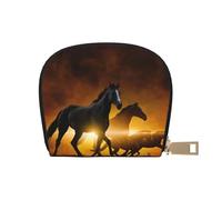 EdWal Portatarjetas unisex con diseño de nubes brillantes rojas de caballos negros para hombres y mujeres, tarjetero de piel, delgado, White, Talla única