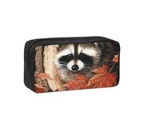 EdWal Raccoon in The Fall Tree Hole - Estuche organizador de bolígrafos de gran capacidad con cremallera, estuche duradero para artículos de papelería