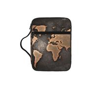 EdWal Rust - Estuche para cosméticos con diseño de mapa del mundo con asa resistente, bolsa de lavado para tableta, pequeña bolsa de herramientas para libros