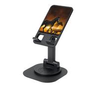 EdWal Soporte plegable ajustable para teléfono móvil con estampado de nubes brillantes rojas de caballos negros, soporte giratorio de 360 grados para escritorio, artículos esenciales de viaje