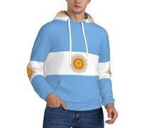 EdWal Sudadera con capucha para hombre con estampado de bandera argentina, cómoda sudadera con capucha para hombre, sudadera casual con cordón, Negro, 3XL