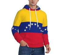 EdWal Sudadera con capucha para hombre con estampado de la bandera de Venezuela, cómoda sudadera con capucha para hombre, sudadera casual con cordón, Negro, M