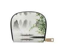 EdWal Tarjetero unisex con impresión de pintura de paisaje, funda para tarjetas de crédito para hombres y mujeres, tarjetero de piel, delgado, White, Talla única