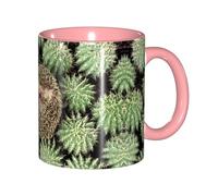 EdWal Tazas de té con estampado de cactus de erizos con asa, taza de cerámica para té y café, regalo para mujeres, aptas para microondas