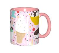 EdWal Tazas de té con estampado de helado dulce con asa, taza de cerámica para té y café, regalo para mujeres, aptas para microondas