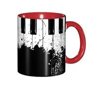 EdWal Tazas de té con estampado de piano con asa, taza de cerámica para té y café, regalo para mujeres, aptas para microondas