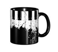 EdWal Tazas de té con estampado de piano con asa, taza de cerámica para té y café, regalo para mujeres, aptas para microondas