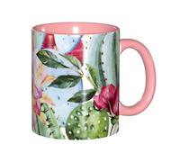 EdWal Tazas de té con estampado de rosas suculentas y cactus con asa, taza de cerámica para té y café, regalo para mujeres, aptas para microondas