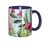 EdWal Tazas de té con estampado de rosas suculentas y cactus con asa, taza de cerámica para té y café, regalo para mujeres, aptas para microondas