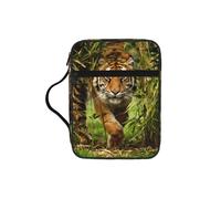 EdWal Tiger in The Jungle - Estuche de cosméticos con asa resistente, funda para tableta, pequeña bolsa de herramientas para libros