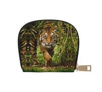 EdWal Tiger in The Jungle - Tarjetero unisex con estampado de tigre en la selva para hombres y mujeres, tarjetero de piel, delgado, White, Talla única