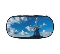 EdWal Windmill - Estuche grande para lápices, diseño de molino de viento, con estampado azul, Black, Talla única, Organizador de bolsas