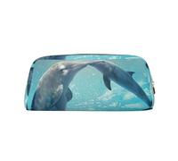 EdWal Winter The Dolphin - Estuche grande para lápices, papelería, oficina, universidad, escuela, maquillaje, Gold, Talla única, Neceser