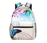 EdWal Zen Design - Mochila de senderismo con estampado de mariposas, mochila para laptop, para hombres y mujeres, impermeable, fácil de limpiar, bolsa de viaje