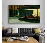 Edward Hooper Excursión Nocturna de Tres Habitaciones Pintura Artística Impresiones en Lienzo Cuadros de Pared para Decoraciones de Sala Pintura de Pared 60x120cm (24''x47'') Marco Interior