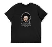 Edward Scissor Hands Paper Stone Johnny Depp Camiseta Man's Fashion Cotton Black Clothes, Negro , L