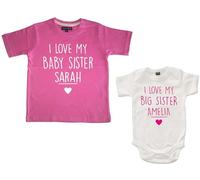 Edward Sinclair - Camiseta con texto en inglés "I Love My Baby Sister", color rosa y blanco "I Love My Big Sister" Bubblegum Rosa/Blanco 12-13 años/6-12 meses