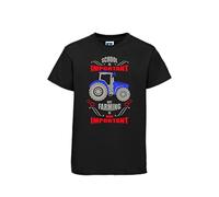 Edward Sinclair School But Farming is More Important with Tractor Camiseta, Negro, 2-3 años Unisex niños