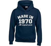 Edward Sinclair Sudadera divertida con capucha para adultos con texto en inglés "Made in 1970", zafiro, XL-XXL