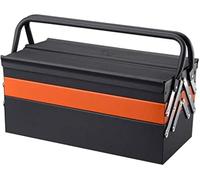 Edward Tools Portable Metal Tool Box with 3 Level Fold Out Organizer Storage - Heavy duty metal frame with smooth metal cantilever latchets - Rust/Scratch Resistant Finish - Hand Carry