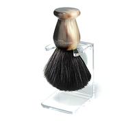 Edwin Jagger Brocha de afeitar de fibra sintética y soporte de goteo, cuerno claro de imitación, tamaño mediano