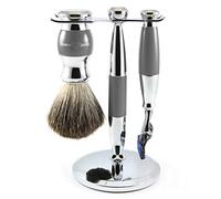 Edwin Jagger Grey Diffusion 36 Series - Juego de afeitado (3 piezas, con cepillo de tejón puro para cuchillas fusiones)