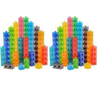 EDX Education Cubos de Enlace translúcidos - Juguete de construcción para matemáticas tempranas - Juego de 100-2 cm - Juguete de Mesa Ligero - Aprendizaje Preescolar y primario (Paquete de 2)