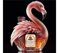 EDXTNKQC Decantador Whisky - Arte Escultura, Una Escultura De Licorera De Whisky De 300 Ml con Forma De Flamenco, En Una Botella De Vidrio Rosa Y Elegantes Vasos con Forma De Animal(D)
