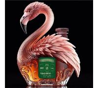 EDXTNKQC Decantador Whisky - Arte Escultura, Una Escultura De Licorera De Whisky De 300 Ml con Forma De Flamenco, En Una Botella De Vidrio Rosa Y Elegantes Vasos con Forma De Animal(A)