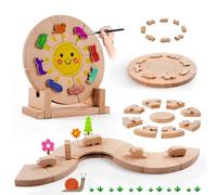Edyfico TYP101, 2 en 1 Puzzle de Madera Engrosada Bloques para el niño pequeño, Montessori Juguete único de Enclavamiento de diseño apilable, Premium de Madera de Haya Soporte de exhibición