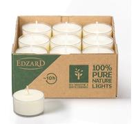 EDZARD 18 velas de té, color blanco, cera de colza, funda de plástico transparente, duración de combustión aprox. 7 horas
