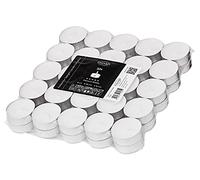 EDZARD 50 candelitas blancas, taza de aluminio, diámetro 39 mm, sin fragancia, tiempo de combustión 4 horas, velas de té