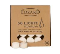EDZARD 50 piezas. Velas de luz nocturna Wenzel, velas de té, blancas, cubierta de plástico transparente, tiempo de combustión aprox. 8 horas.