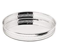 EDZARD Bandeja con Borde Coro (Ø 23 cm), Plateada Resistente al deslustre | para servir y presentar, H 3,5 cm, bandeja de plata, plato de plata, bandeja redonda, decoración de mesa