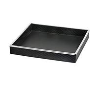 EDZARD Bandeja para Servir Jackson, Cuadrada, de Acero Inoxidable con Tapa de imitación de Cuero, Rectangular, 39 x 38 cm