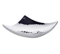 EDZARD Bol Dallas, forma cuadrada, acero inoxidable pulido a espejo, martillado, 19 x 19 cm