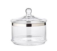 EDZARD Bol/tarro de almacenamiento Vigo, con tapa, forma redonda, diámetro 19 cm, altura con tapa 19 cm, cristal soplado con borde de platino, lata de galletas, tazón de caramelos