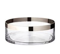 EDZARD Bol/Tazón Grit, Forma Redonda, diámetro 25 cm, Cristal soplado con Borde de Platino