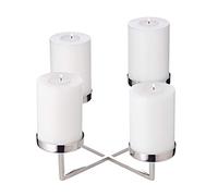 EDZARD Candelabro Pamplona, Acero Inoxidable niquelado, Largo 25 cm, Alto 14 cm, para Velas de 4 pilares diámetro 8 cm