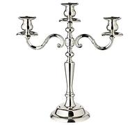 EDZARD Candelabro Regina, 3 Llamas, Plateado y Protegido contra el deslustre, Altura 36 cm