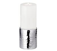 EDZARD Candelero Agadir, Altura 10 cm, Acero Inoxidable, Martillado, Muy Pulido, para Velas de Pilar diámetro 8 cm, Ideal para el portavelas Cornelius de EDZARD