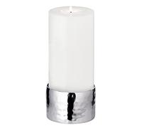 EDZARD Candelero Agadir, Altura 5 cm, Acero Inoxidable, Martillado, Muy Pulido, para Velas de Pilar diámetro 8 cm, Ideal para el portavelas Cornelius de EDZARD