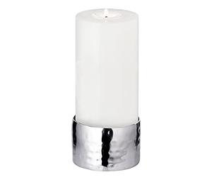 EDZARD Candelero Agadir, Altura 5 cm, Acero Inoxidable, Martillado, Muy Pulido, para Velas de Pilar diámetro 8 cm, Ideal para el portavelas Cornelius de EDZARD
