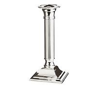 EDZARD Candelero Lincoln, Base Cuadrada, fuste Estriado, Plateado, Protegido contra el deslustre, para Velas de Palo, Altura 19 cm