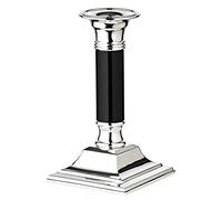EDZARD candelero Lincoln, Base Cuadrada, fuste Negro, Plateado, Resistente al deslustre, para Velas de Palo, Altura 15 cm