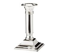 EDZARD candelero Lincoln, Base Cuadrada, Plateado, Protegido contra el deslustre, para Velas de Palo, Altura 15 cm